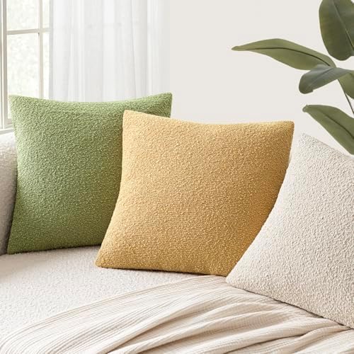 Foindtower Decorative Textured Boucle Throw Pillow Cover 18x18 Light Yellow - Image 5