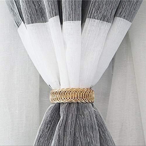 Metal Curtain Tiebacks Holdback Drapery Curtain Tiebacks 1 Pair Elastic Strap - Image 4