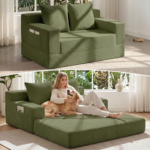 Convertible Sofa Bed, Small Boneless Couch & Boneless Loveseat, Pull Out Couch by ZIYDILY
