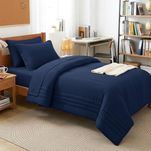 CozyLux Twin Comforter Set Navy Blue by CozyLux