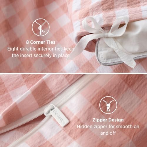 Bedsure Gingham Ruffle Duvet Cover Set, Cotton-Like Quilt Cover - Image 5