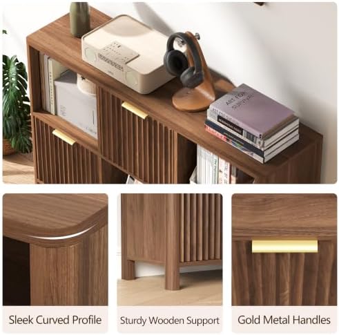 6 Cube Storage Organizer Fluted Bookcase - Image 4