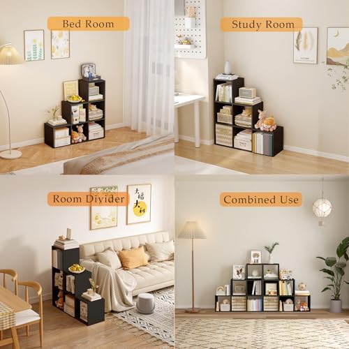 OSCHF Ladder Cube Storage Bookcase, 6-Cube Corner Shelf - Image 4