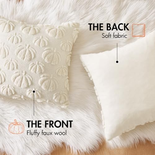 MIULEE Fall Decor Pillow Covers 18x18 Set of 2 Pumpkin Cream White - Image 6