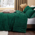 ChiXpace Fleece Twin Size Comforter Set Green, Fluffy Bed Set 2 Pieces by ChiXpace