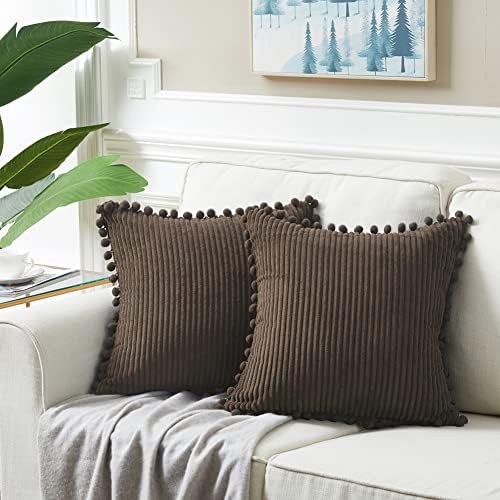 Fancy Homi Pack of 2 Dark Brown Decorative Throw Pillow Covers 22x22 Inch - Image 6
