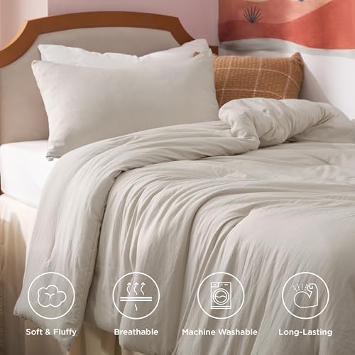 Bedsure Twin/Twin XL Comforter Set Prewashed Bedding 2Pcs Beige 68"x88" - Image 4