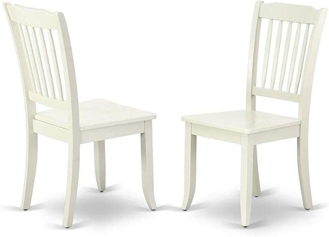 East West Furniture DLDA5-LWH-W 5 Piece Dining Room Furniture Set Includes a Round Kitchen Table with Dropleaf and 4 Dining Chairs, 42x42 Inch, Linen White