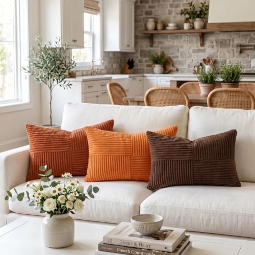 Fancy Homi Orange Long Lumbar Decorative Throw Pillow Covers 16x24 Inch - Image 2