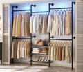 Aheaplus Expandable Industrial Pipe Clothing Rack, 7.3-10.9Ft Closet System by Aheaplus