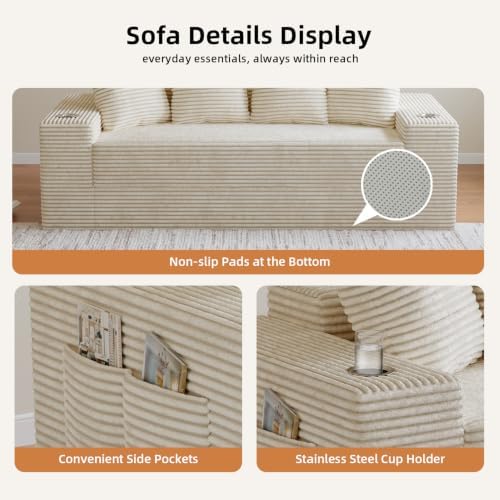 78" Boneless Couch for Living Room, Futon Sleeper Sofa Bed - Image 6