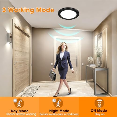 2 Pack Rechargeable Motion Sensor Ceiling Light Wireless Closet Light Black - Image 4