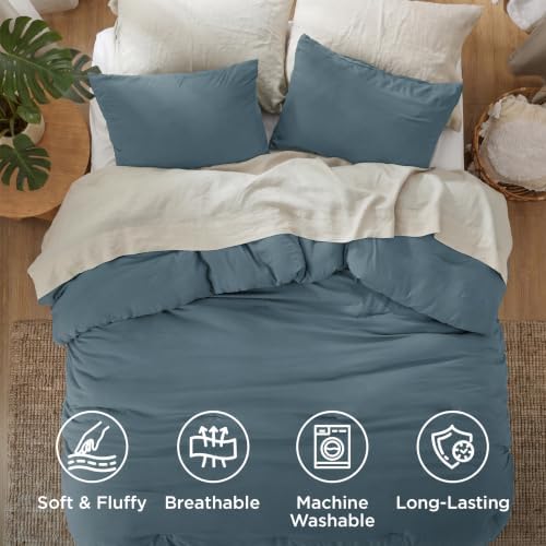 Bedsure King Comforter Set Prewashed Soft Bedding 3Pcs Slate Blue 104"x90" - Image 4
