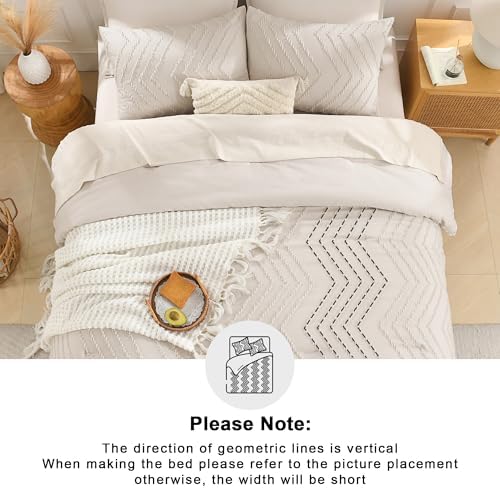 Andency Queen Comforter Set Beige, 3 Pieces Comforters Queen Size Bed Set - Image 5