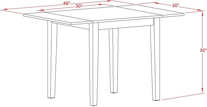 East West Furniture NDBO5-MAH-W 5 Piece Dining Room Furniture Set Includes a Rectangle Dining Table with Dropleaf and 4 Wood Seat Chairs, 30x48 Inch, Mahogany