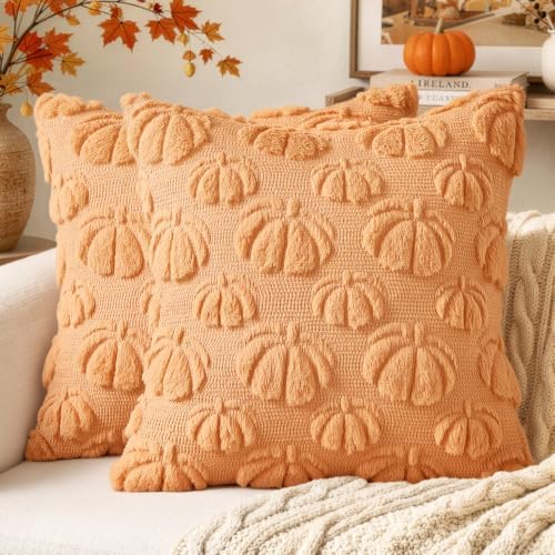 MIULEE Fall Decor Pillow Covers 20x20 Set of 2 Pumpkin Light Orang by MIULEE