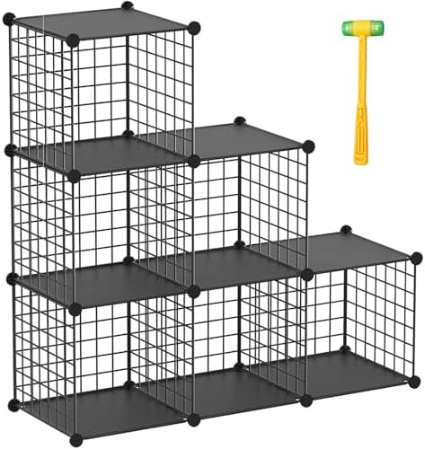 Wire Cube Storage Organizer, 6-Cube Metal Storage Shelves Bookshelf, Stackable by Worththetrustofeverycusto