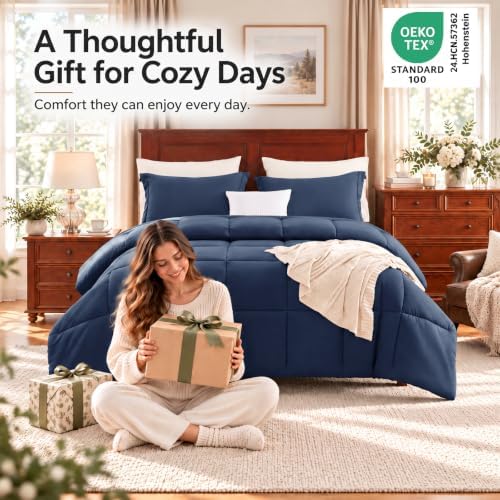 CozyLux Full Size Comforter Sets, 3-Piece Box-Stitched - Image 4