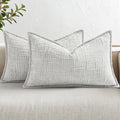 decorUhome Chenille Throw Pillow Covers 12x20 Set of 2, Light Grey by decorUhome