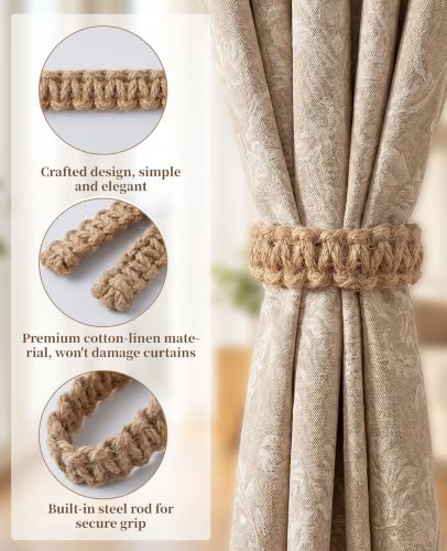 6 Pack Curtain Tiebacks, Boho Outdoor Tie Backs - Image 3