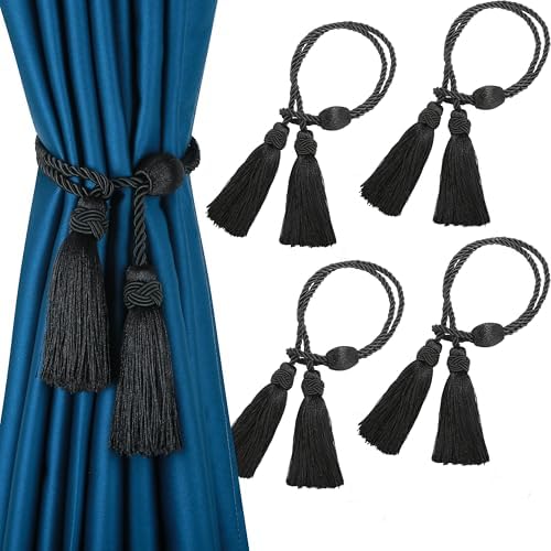 4 Pack Curtain Tiebacks with Tassel, Decorative Curtain Holdback by HedongHexi