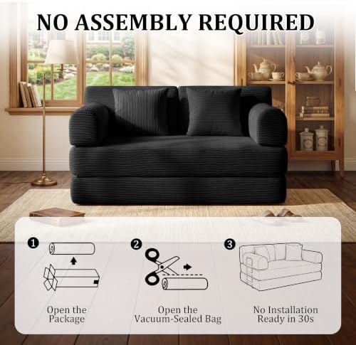 Convertible Futon Sofa Bed, Boneless Couch - Image 5