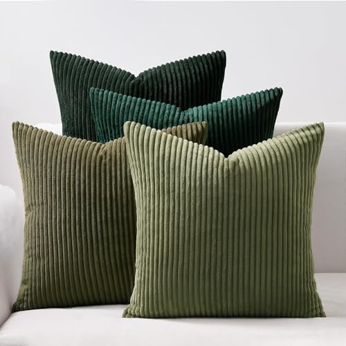 Topfinel Corduroy Throw Pillow Covers Pack of 2 Gray 16"x16" No Insert by Topfinel
