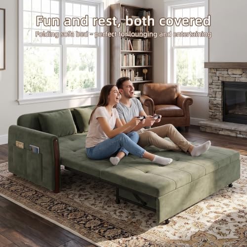 64.56" Convertible Pull Out Sofa Bed Couch - Image 4