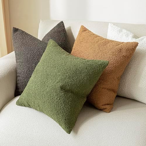 Foindtower Decorative Textured Boucle Throw Pillow Covers 20x20 Dark Brown - Image 6