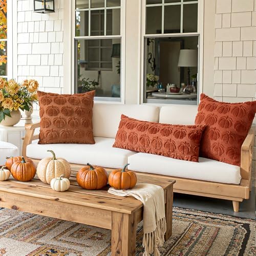 MIULEE Fall Pillow Covers Pumpkin Fall Decor 26x26 Rust - Image 5