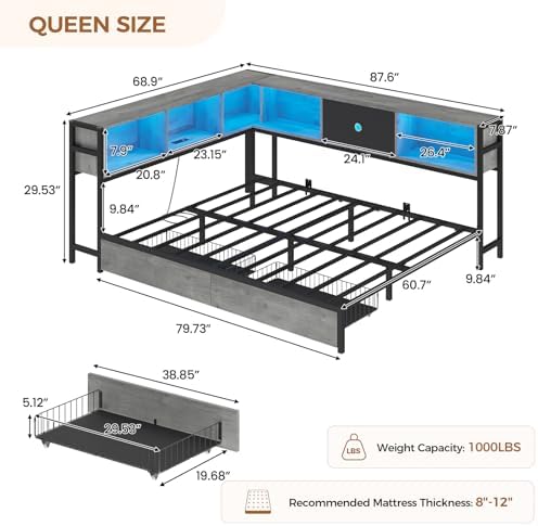 Hasuit Queen Corner Bed Frame - Image 2