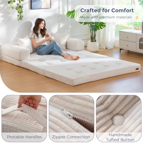 MAXYOYO 63" Convertible Sofa Bed, Boneless Futon Couch Floor Sofa - Image 2