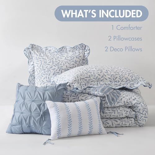 Madison Park Blue Floral Comforter Set Queen - Image 6