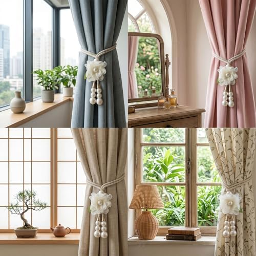 Adjustable Curtain Tiebacks， 4pcs Hand-Woven Rope - Image 4
