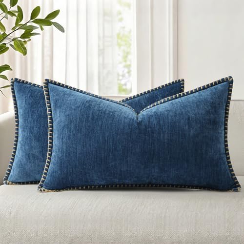 decorUhome Soft Chenille Throw Pillow Covers 12x20 Set of 2 Poseidon by decorUhome