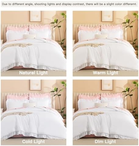 Litanika King Comforter Set, 3 Pieces White Ruffle Bedding Set - Image 6