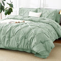 CozyLux Queen Comforter Set Sage Green, 7 Pieces Pintuck Bed in a Bag by CozyLux