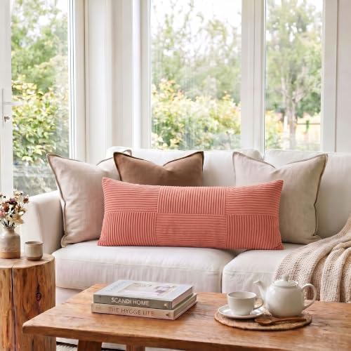 Fancy Homi Set of 1 Coral Boho Long Lumbar Body Decorative Throw Pillow Cover - Image 2