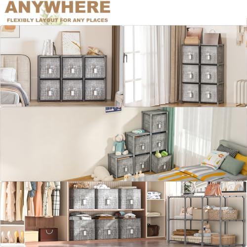 Cube Storage Organizer Shelf + 6 Bins + Labels - Image 4
