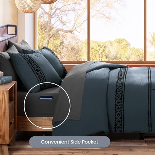 MaiRêve Embroidery Oversized Queen Comforter Set 7 Pieces Bed in a Bag - Image 5