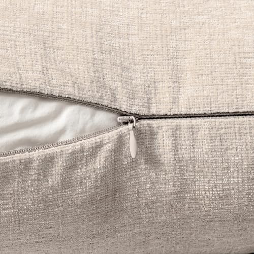 MIULEE Soft Chenille Throw Pillow Covers Light Brown 16x16 Inch Pack of 2 - Image 3