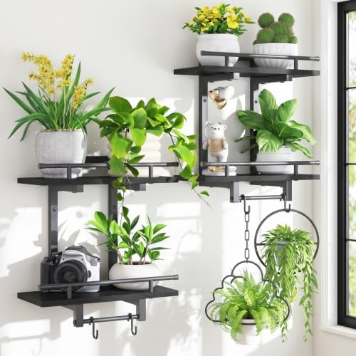 iDavosic.ly Wall Plant Holder Set of 2, 2 Tier Indoor Display Shelf by iDavosicly