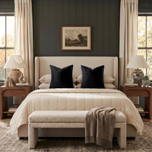GIGIZAZA Black Velvet Pillow Covers 20x20 Decorative Pillows Pack of 2 - Image 7