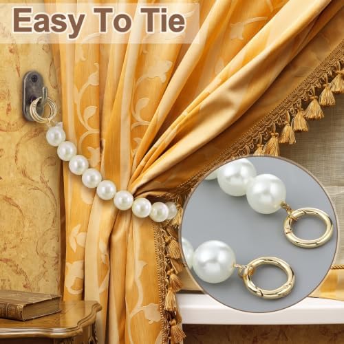 Tondiamo 2 Pack White Pearl Curtain Tiebacks Decorative Holdbacks - Image 3
