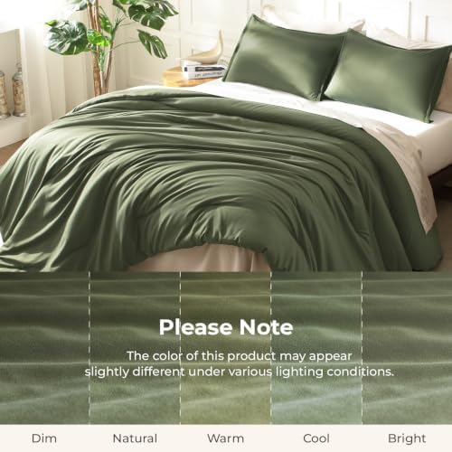 Litanika Olive California King Comforter Set, 3 Pieces Solid Bedding - Image 7