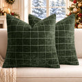 MIULEE Christmas Dark Green Plaid Decorative Throw Pillow Covers by MIULEE