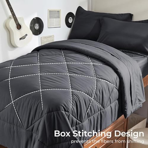 HEVUMYI 5-Piece Twin XL Comforter Set, Dark Grey Bed in a Bag - Image 3