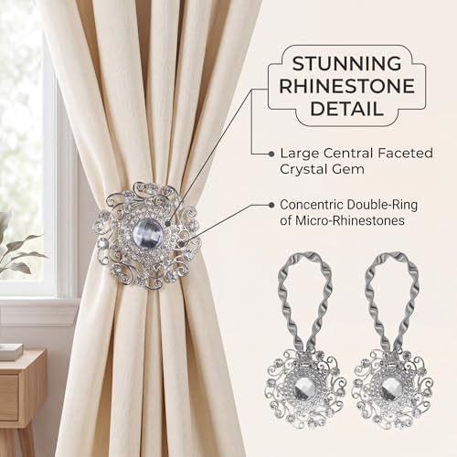 2PCS Curtain Tiebacks Clips Buckle Strong Magnetic Holdbacks Holders, Shining - Image 2
