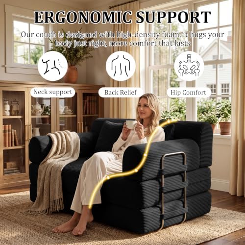 Convertible Futon Sofa Bed, Boneless Couch - Image 4