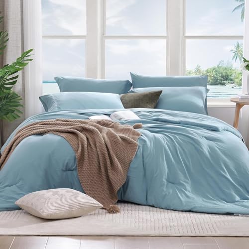 Full Size Comforter Sets-7 Pieces Ultra Soft Bed in a Bag Full Bedding Sets by WRENSONGE